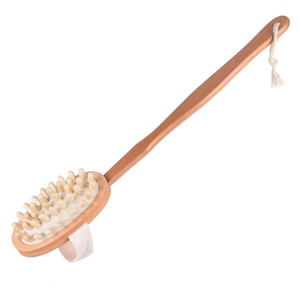 42CM Long Handle Spa Massage Beat Back Massage with Detachable Wooden Handle Body Massage Rubber Spa Scrubber