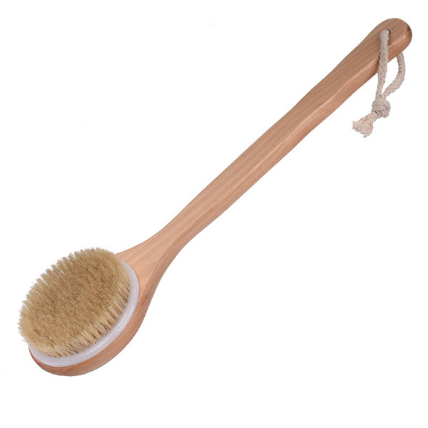 40x10cm Long Wooden Handle Bath Brush Back Brush With Natural Boar Bristles Exfoliating Dry Skin Shower Brush