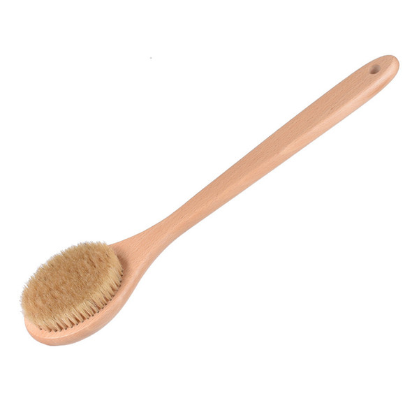 35*8cm Beech Wood Body Brush Natural Boar Bristles Bath Brush Dry Skin Shower Brush Remove Dead Skin Rub Back