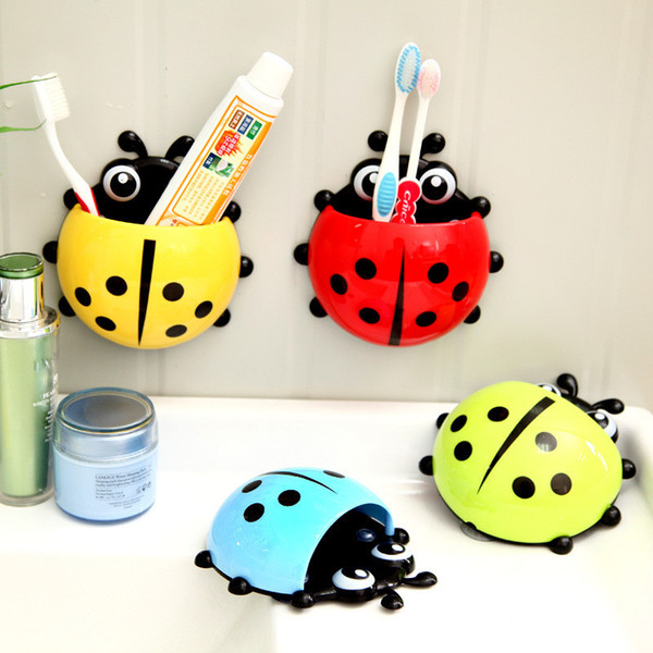 Ladybug Toothbrush 1PC Holder Toiletries Toothpaste Bathroom Sets Suction Hooks Tooth Brush Container Ladybird On Sale