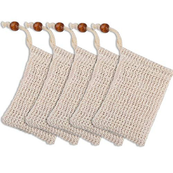 Natural exfoliating Mesh Soap Saver Sisal Soap Saver Bag Pouch Holder for Shower Bath Foaming and Drying of the Soap for Women and Men