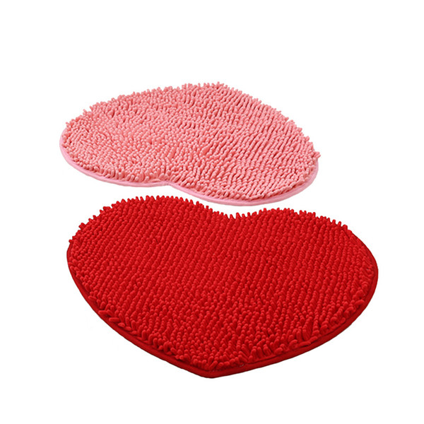 1pcs Home Decor Fluffy 48*58cm Love Heart Shape Non-slip Bath Mats Bathroom Carpet Set 7 Colors Shower Mat Toilet Bathroom Rugs For Kitchen