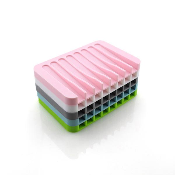 Creative Waterfall Soap Case Holder Silicone Soap Dishes with Drain Soap Tray Bathroom Accessories Shower Kitchen Use Mixed Colors