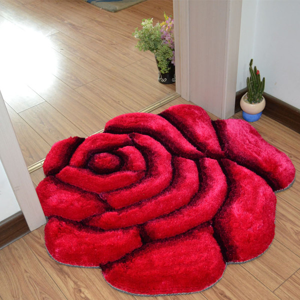 Simple Fashionable 3D Rose Carpet Bedroom Living Room Wedding Room Bedside Blanket Entrance Door Mat Bedroom Decoration Home Rug Floor Mat