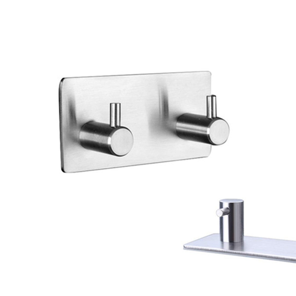 Self Adhesive Hooks Stainless Steel Towel Robe Coat Cloth Bag Key Holder Hanger Heavy Duty Waterproof Wall Mounted Kitchen Bathroom Shower