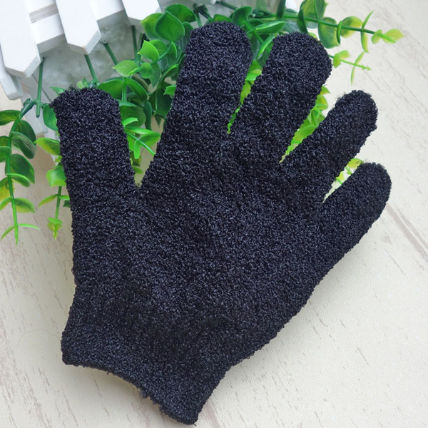 Color Black Peeling Glove Scrubber Five Fingers Exfoliating Tan Removal Bath Mitts Paddy Soft Fiber Massage Bath Glove Cleaner