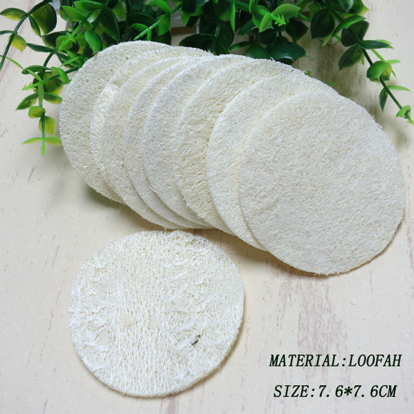 Factory direct diameter 7.5*7.5cm round natural loofah wash bath wipe