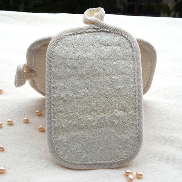DHL 10*15CM Beige Square Natural Loofah Shower Brush Exfoliating Shower gloves