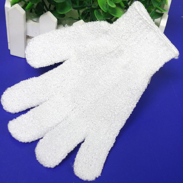 2018 Shower Bath Exfoliating Bath Shower white Glove For Peeling Exfoliating Mitt Glove Five Fingers Scrubber Spong Bath Gloves