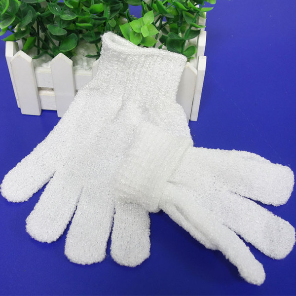 Shower Bath Exfoliating Bath Shower white Glove For Peeling Exfoliating Mitt Glove Five Fingers Scrubber Spong Bath Gloves