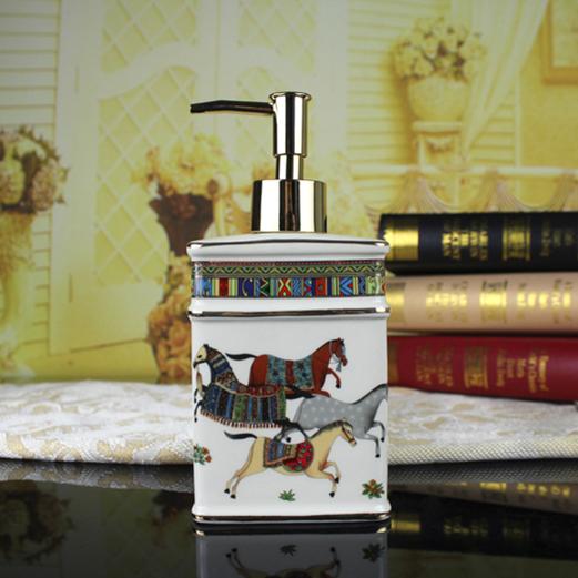 Ceramic soap dispenser ivory porcelain god horse design hand liquid soap dispensers liquid soap dispenser bathroom lotion bottle