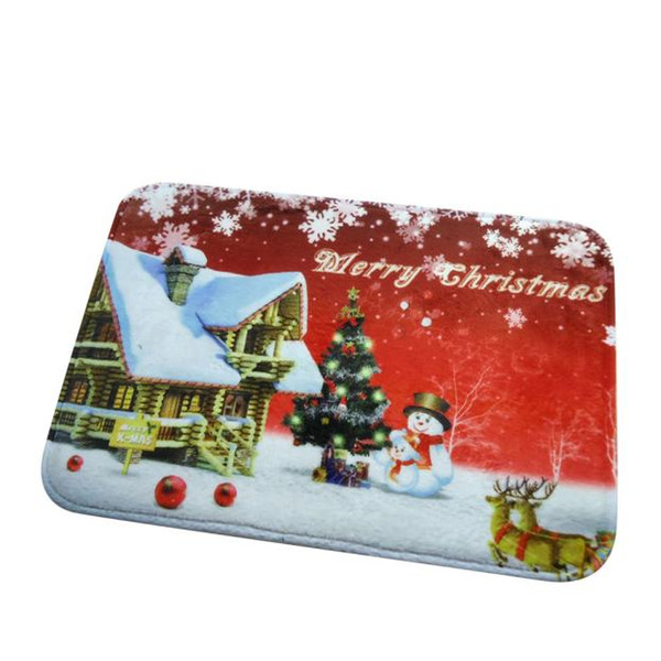 40*60cm Merry Christmas Home Decor Mats Doormat HD Printed Non-slip Carpets Pad Kitchen Bath Mat Absorbent Waterproof