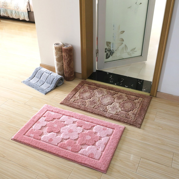 Water Absorption Rugs And Carpets Suede Toilet Floor Bathroom Mat Memory Foam Anti-slip Bath Mat Doormats Kitchen Carpet,1pcs Flower Pattern