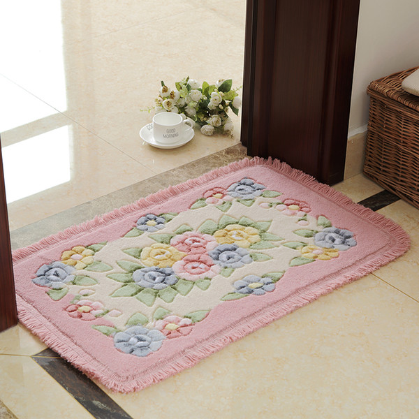 Romantic Flower Printing Carpet Bathroom Rug Mats, 1 PCS PVC Anti-slip Bottom Bath Mat Kitchen Carpet, Mats Rug In The Toilet WC alfombra