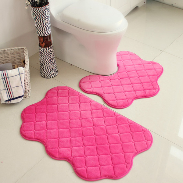 2pcs/set New Soft Bath Pedestal Mat Set Toilet Non Slip Washable Floor Bathroom Rugs Sets Home Decor Bathroom Supply Bedroom Foot Carpet