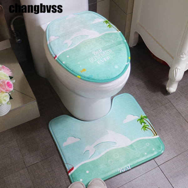 Landscape Pattern Antislip Bathroom Carpet Toilet Rug,Water Absorption Bath Mats 2 pcs/set Bath Mat Toilet Cover Tapete Banheiro WC Carpet