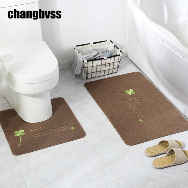 2pcs/set Cheap Elegant Flower Printing Bath Mat, U-shaped and Square Rug Toilet Bath Mat Carpet Bathroom Tool Free Shipping Bathroom Footpad