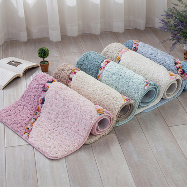 Home Decor Plush Soft Warm Floor Mats 40*60cm Bathroom Mat Non-slip Bath Mats Water Absorption Bathroom Toilet Rugs Carpet Set Bedroom Rugs