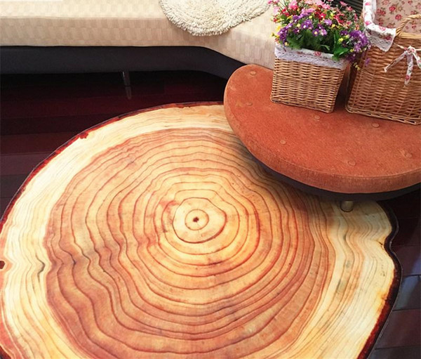 Simple Log Tree Ring Floor Mat Bedroom Soft Mats Computer Swivel Chair Tea Table Carpet Living Room Garden Circular Floor Carpet Toilet Rugs