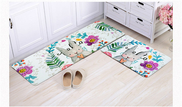 Anti-fouling Cartoon Lovely Kitchen Floor Mat Anti-skid Doormat Oil Proof Door Kitchen Suction Pad Bathroom Living Room Carpet Bath Rugs Mat