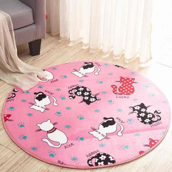 Circular Cartoon Non Slip Shower Mat Super Soft Mat Bath Room Kitchen/Living Room Water Adsorption Carpet Table/Chair Carpet diameter 80 cm