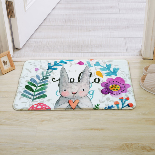 Funny Freehand Rabbit Plant Floor Carpet Rugs For Kids Cute Bath Carpet Mat 1Pcs Home Decor Bathroom Mat Rug Doormat Floor Mat Alfombras