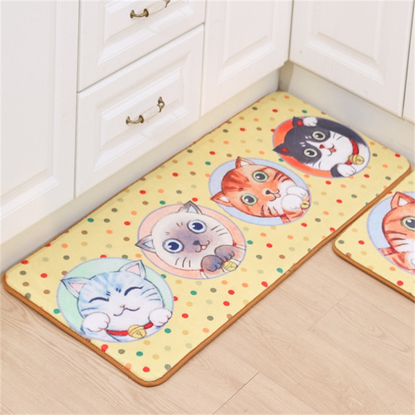 Lovely Cartoon Cat Kitten Door Mat Living Room Doormat Long Kitchen Carpets Bedroom Creative Pads Anti-skid Pads Bathroom Rugs Floor Mat