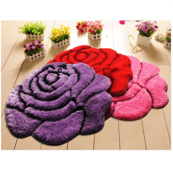 Vivid Color 3D Flower Design Bedroom Carpet Bath Mat Non-Slip Badmat Doorway Rugs Floor Mat Large Bathroom Rugs tapete banheiro Decoration