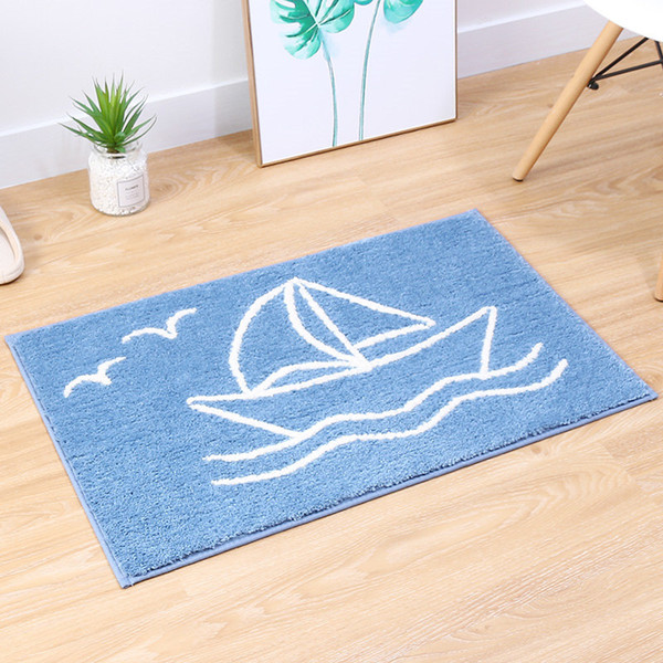 New 3 Size Non-slip Bath Mat Blue Bathroom Mat Floor Foot Pad Absorbent Bath Mat Carpet Doormat High Quality Area Rug Home Decor