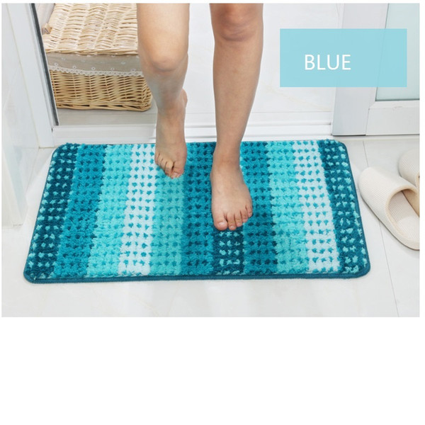 Striped Bath Mat Non-slip Mat Area Rug for Living Room Kithcen Bathroom Rug Carpet 4 Colors Floor Mats Water Absorption Rug Long