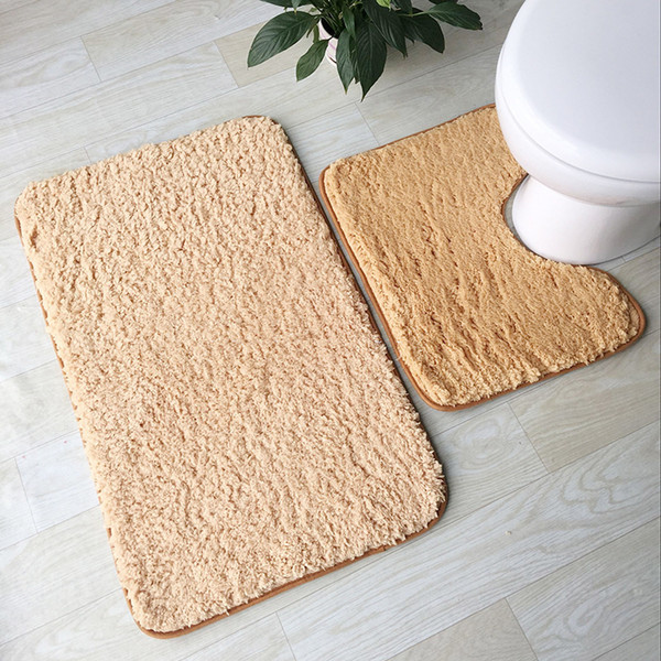 Soft Lamb Plush Bathroom Mat 2 pcs/set Toilet Mat 4 Solid Colors Bathroom Rug Household Toilet Feet Pad Super Soft Bath Mat