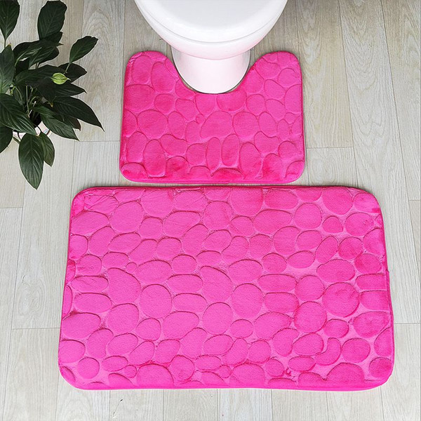 5 Solid Colors Bath Mats 2 pcs/set Toilet Seat Cover Mat Quality Bathroom Rugs Anti Slip Toilet Rugs Soft Flannel wc Bath Mat