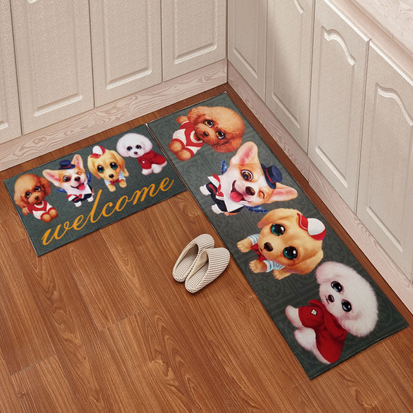 Cartoon Kitchen Floor Mat Door Mat 2pcs/set Mattress Bathroom Antiskid Pad Long Strip Absorbent Household Carpet Super Soft Bathroom Carpet