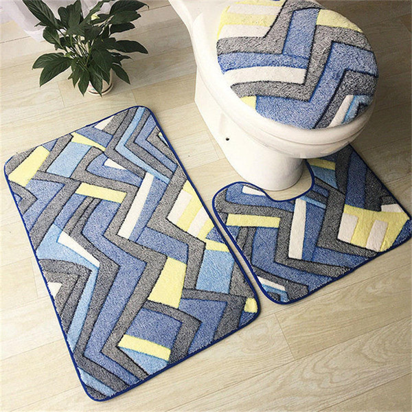 3pcs/set Rug For Bathroom Set Bathroom WC Mat Toilet Water Absorption Anti-slip Slippery Floor Mat Coral Toilet Floor Mat Super Soft Carpet