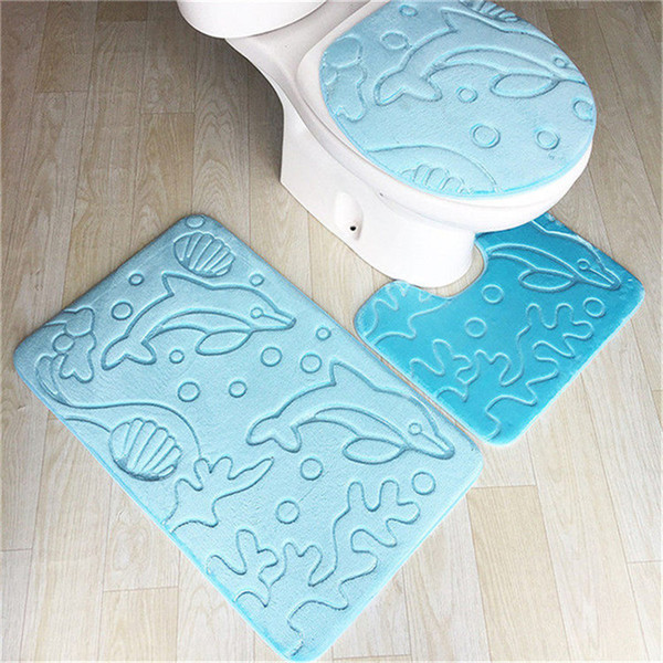 Flannelette Toilet Pad 3pcs/set Toilet Water Absorbent Slip Mat Bathroom Super Soft Toilet Carpet Set Carpets Bathroom Anti-slip Bath Rugs