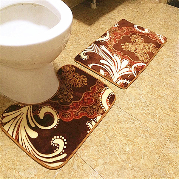 Cheap U Shape Bathroom Carpet 2pcs/set Mattres Bathroom Floor Carpet Embossed Bathroom Carpets Mat tapete banheiro Bath Set Foot Pad Doormat