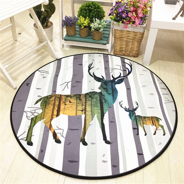 9 Color Diameter 80cm Round Floor Mat Lovely Cartoon Kindergarten Game Carpet Computer Swivel Chair Desk Floor Mat Doormat Children Room Rug