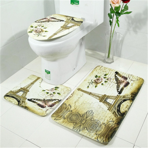 Anti-slip Bathroom And Toilet Mat Set 3 pcs/set Toilet Rugs tapis pour wc Europe Style Toilet Rugs Bath Mat Home Bathroom Decoration