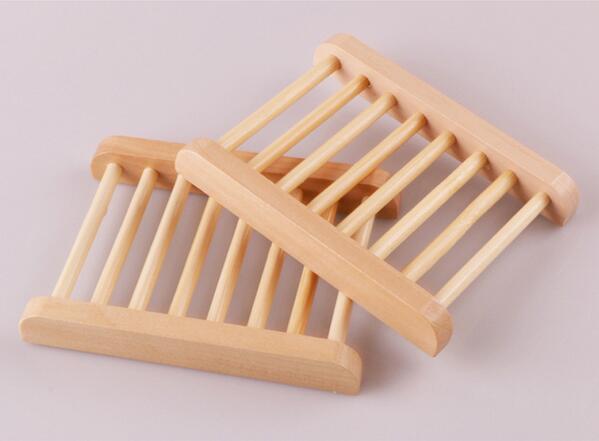 100PCS Natural Bamboo Wooden Soap Dish Wooden Soap Tray Holder Storage Soap Rack Plate Box Container for Bath Shower Bathroom