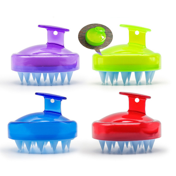 4 Color Comfortable Silicone Shampoo Scalp Massage Brush Hair Washing Comb Body Bath Spa Slimming Massage Brush Personel Health B