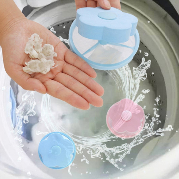 Universal Plastic Filter Bag Decontamination Washer Laundry Cleaning Percolator Mesh Filtering Hair Removal Stoppers Catchers Pink Blue