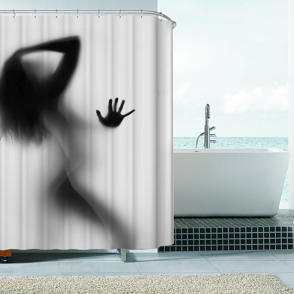 Fashion Creative Sexy Girl And Women Shadow Silhouette Bath Shower Curtain Waterproof Bathroom Curtain Home Decoration