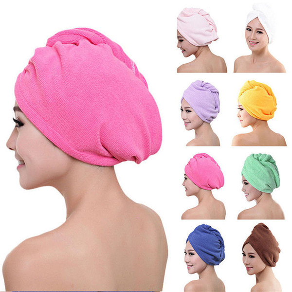 2019 Microfibre After Shower Hair Drying Wrap Womens Girls Lady Towel Quick Dry Hair Hat Cap Turban Head Wrap Bathing Tools ST039