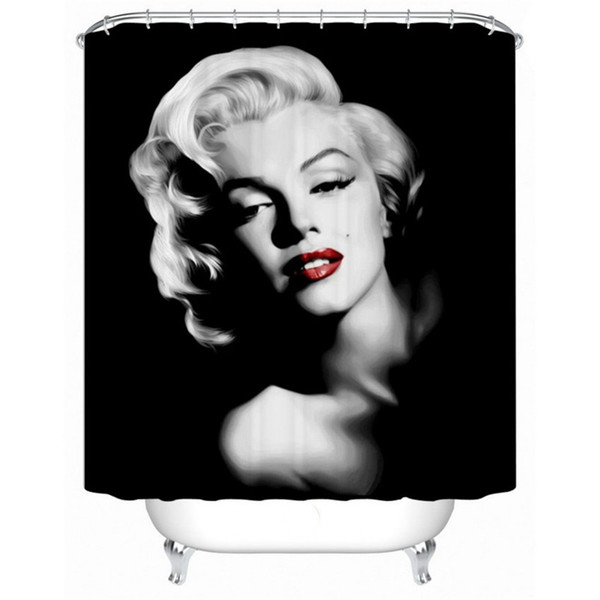 WONZOM 1Pcs Marilyn Monroe Waterproof Shower Curtain Girl Bathroom Decor Belle Decoration Cortina De Bano 2017 Bath Curtain Gift