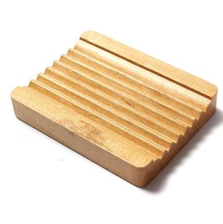 Trapezoid Natural Wood Soap Tray Holder Plate Dish Box Case Storage Shower 10X7.5cm