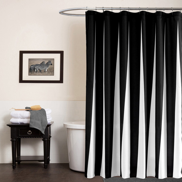 SunnyRain Black And White Modern Shower Curtain Water Resistant Polyester Bath Curtain Blue Cortina ducha donchegordijn