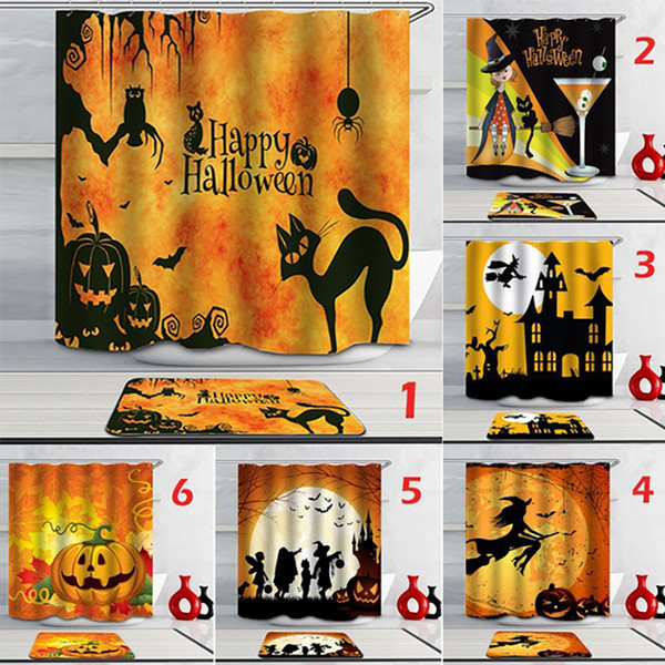 Custom Halloween Pumkins Shower Curtain 180*165cm 180*150cm 180*120cm with Matt Shower Curtains Christmas E-packet DHL Free Shipping