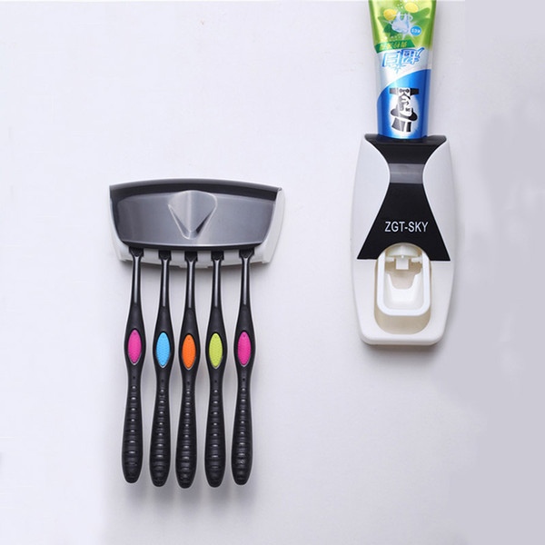 1set Fashion Automatic Toothpaste Dispenser Family Holder 5 Toothbrush Bathroom Household Wall Mount Stand Bathroom Tools