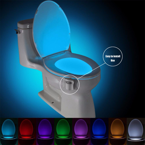 Smart PIR Motion Sensor Toilet Seat Night Light 8 Colors LED Hang Backlight For Bathroom Toilet Seat.