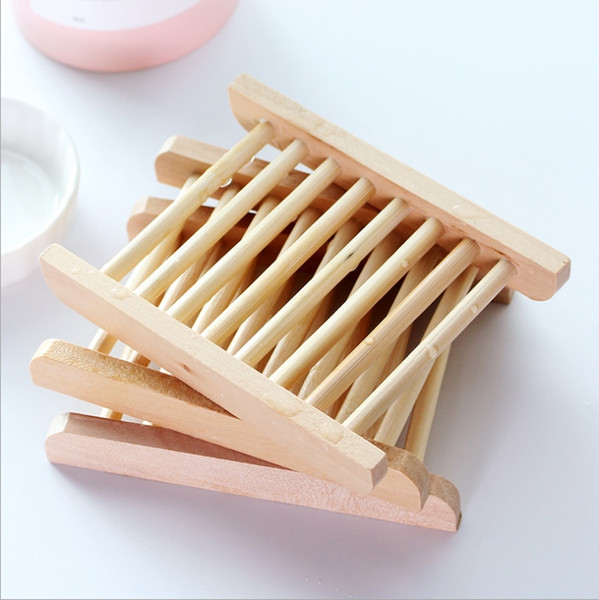 Natural Wooden Soap Dishes Wooden Soap Tray Holder Bath Soap Rack Plate Bathroom Accessories Hollow OEM Available YW75